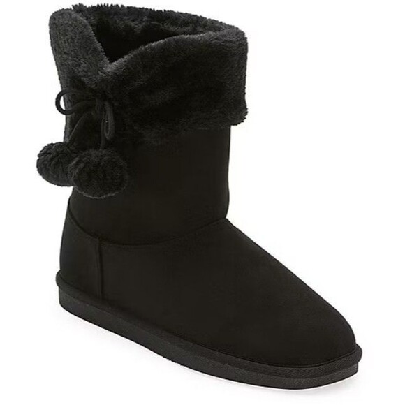Thereabouts Little & Big Kid Girls Willa Flat Heel Winter Boots Size 13, Black - Picture 4 of 8